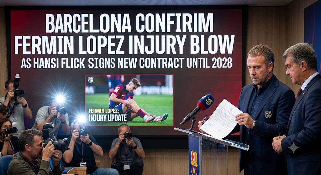Barcelona Confirm Fermin Lopez Injury Blow as Hansi Flick Signs New Contract Until 2028