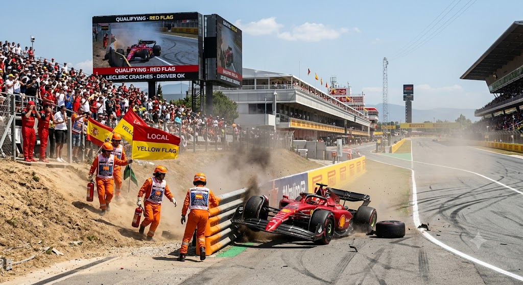Charles Leclerc Crashes in Qualifying as Ferrari Faces Pressure in Spain